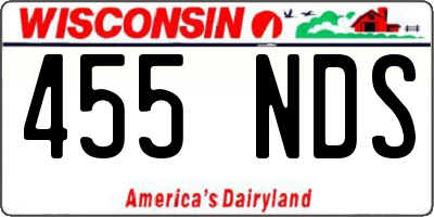 WI license plate 455NDS