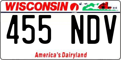 WI license plate 455NDV