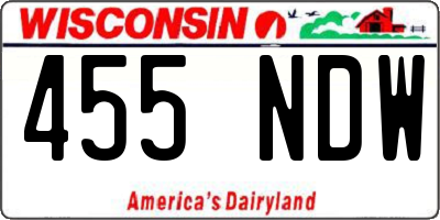 WI license plate 455NDW