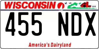 WI license plate 455NDX