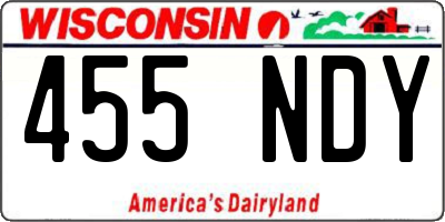 WI license plate 455NDY
