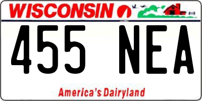 WI license plate 455NEA