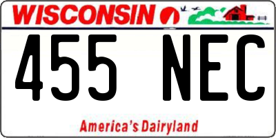 WI license plate 455NEC