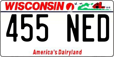 WI license plate 455NED
