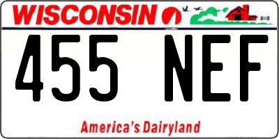 WI license plate 455NEF