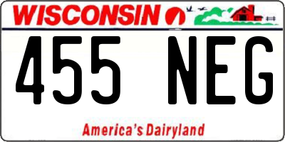 WI license plate 455NEG