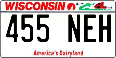 WI license plate 455NEH