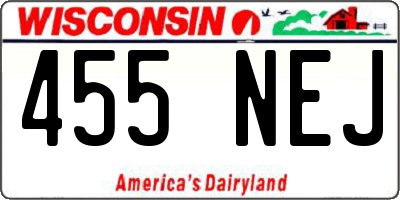 WI license plate 455NEJ
