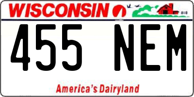 WI license plate 455NEM