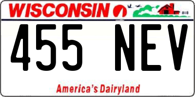 WI license plate 455NEV