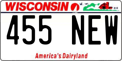 WI license plate 455NEW