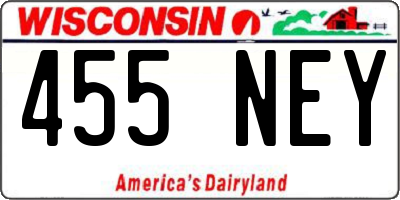 WI license plate 455NEY
