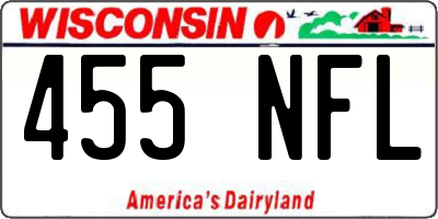 WI license plate 455NFL