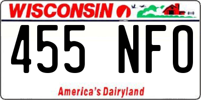 WI license plate 455NFO