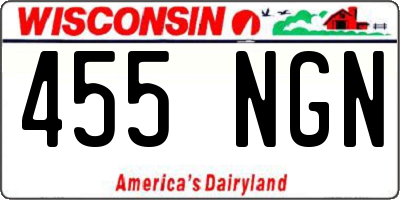 WI license plate 455NGN