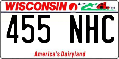 WI license plate 455NHC