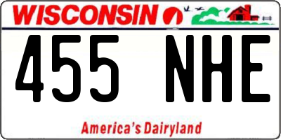 WI license plate 455NHE