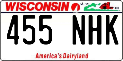 WI license plate 455NHK