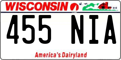 WI license plate 455NIA