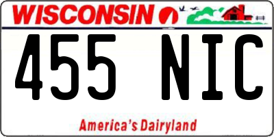 WI license plate 455NIC