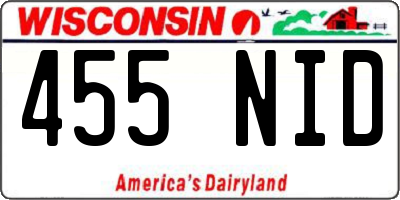 WI license plate 455NID