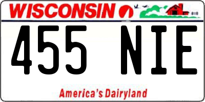 WI license plate 455NIE