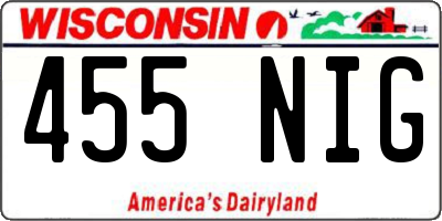 WI license plate 455NIG