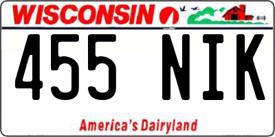 WI license plate 455NIK