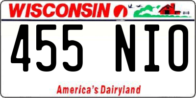 WI license plate 455NIO