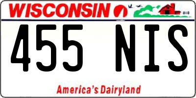 WI license plate 455NIS