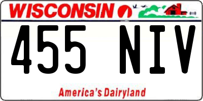 WI license plate 455NIV