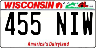 WI license plate 455NIW