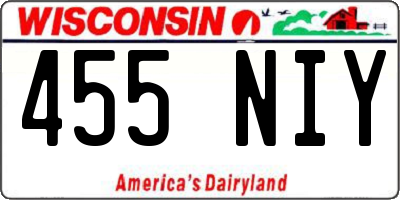 WI license plate 455NIY