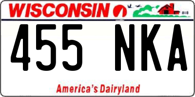 WI license plate 455NKA