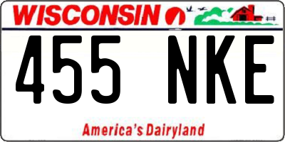 WI license plate 455NKE