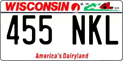 WI license plate 455NKL
