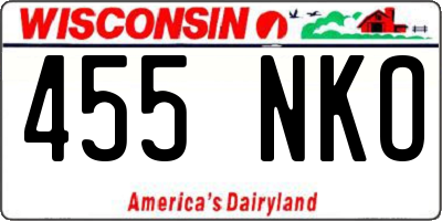 WI license plate 455NKO