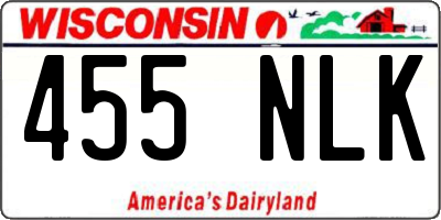 WI license plate 455NLK