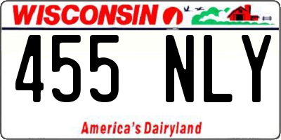 WI license plate 455NLY