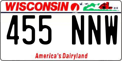 WI license plate 455NNW