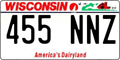 WI license plate 455NNZ