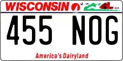 WI license plate 455NOG