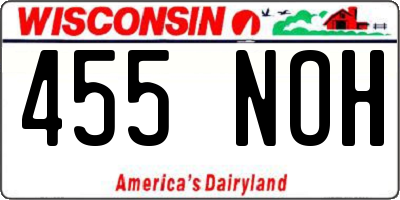 WI license plate 455NOH