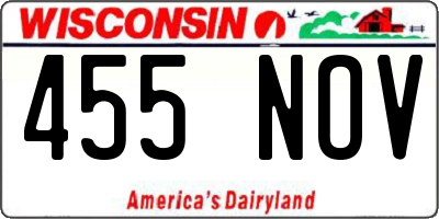 WI license plate 455NOV