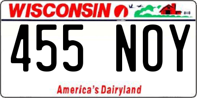 WI license plate 455NOY