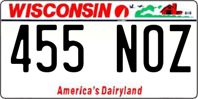 WI license plate 455NOZ