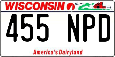 WI license plate 455NPD