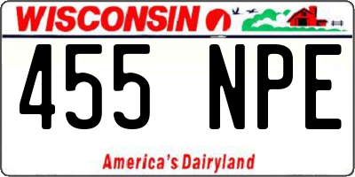 WI license plate 455NPE