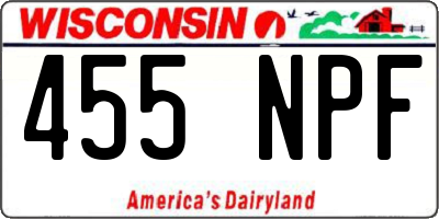 WI license plate 455NPF