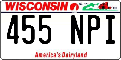 WI license plate 455NPI